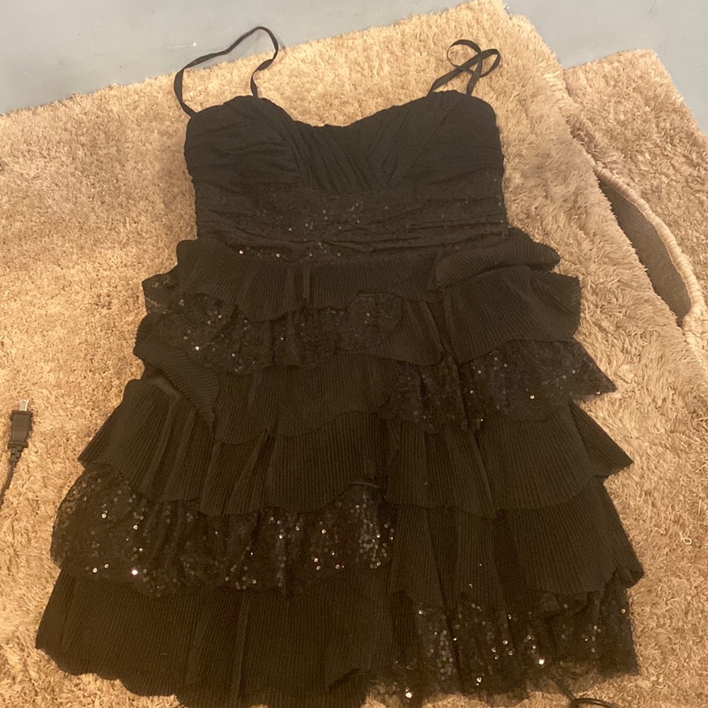 Black frilly sequin dress!
